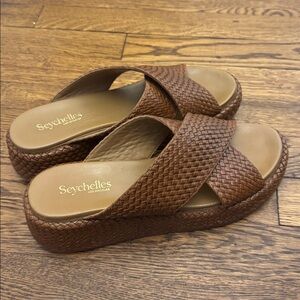 Seychelles Key West Tan Leather Woven Sandals